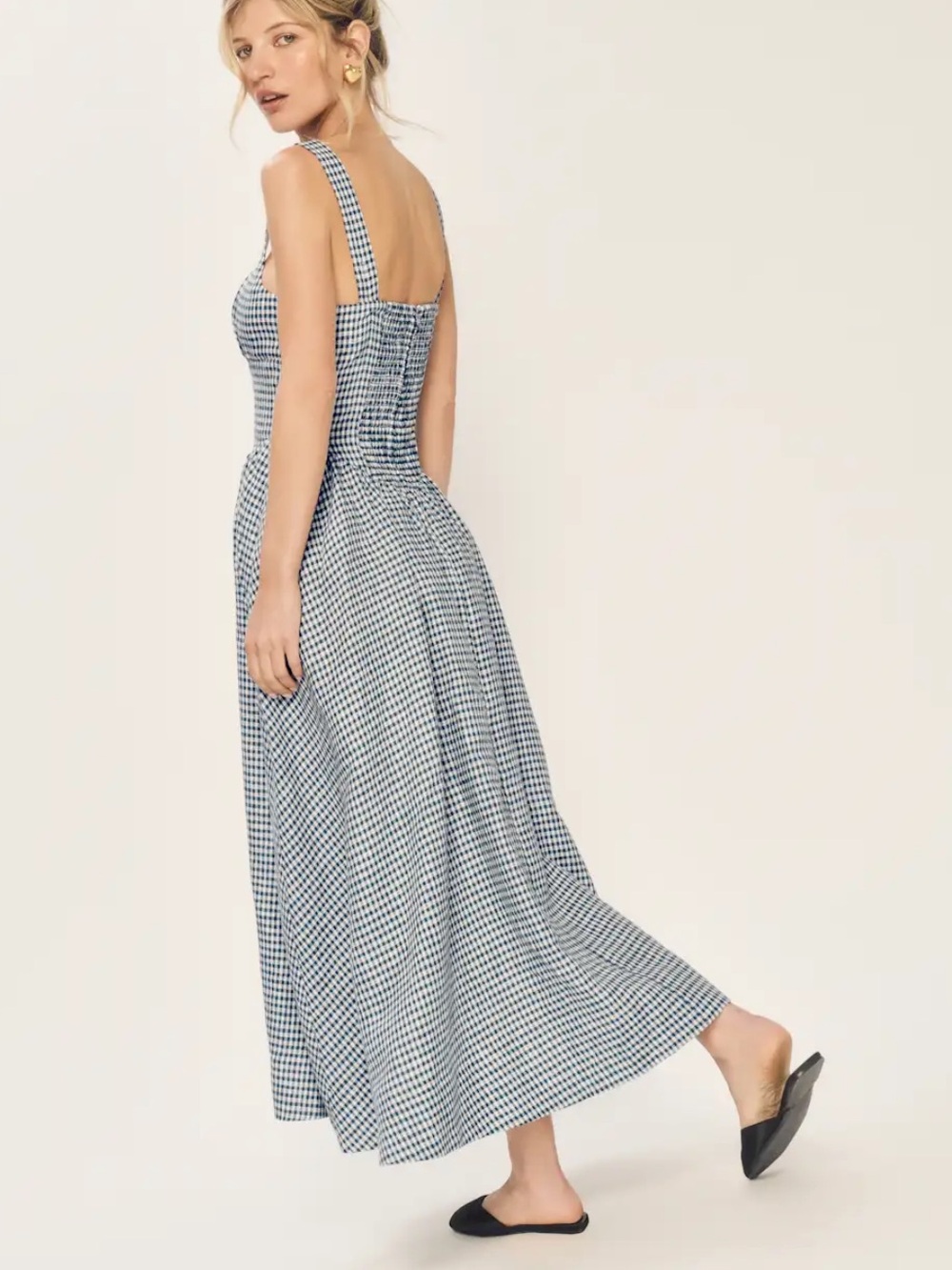 LIKE NEW REFORMATION Balia Linen Dress, Remy Check, size 4 - Picture 3 of 9